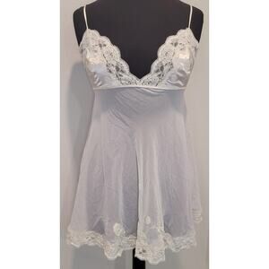 VTG Victoria’s Secret White Lace Sheer Babydoll Slip Romantic Boudoir Bridal M